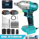 Cordless Impact Wrench Brushless Driver Rattle Gun For Makita 18V +2 Battery LED