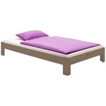 Idimex - Lit futon thomas, en pin massif, 90 x 190 cm, lasuré taupe