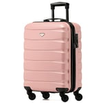 Flight Knight Bagage Cabine Leger a 4 Roues en ABS Approuve par Plus De 30 Compagnies Aeriennes, Dont Air France, easyJet et Ryanair (Priority) - 55x40x20cm (TSA) Rose/Noir