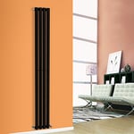 NRG Premium Black 1800 x 236 mm Radiator | Oval Column Single Panel Designer Central Heating Radiators UK