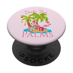 Deck The Palms Trees Christmas Lights Flamingos Coastal PopSockets Adhesive PopGrip