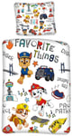 Sängkläder för barn 100x140 cm - Paw Patrol - Favorite things - 2 i 1 design - 100% sängkläder i bomull