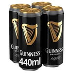 Guinness Draught Stout Beer | 4.1% vol | 4 x 440ml Cans | Iconic Stout | Rich Smooth Head & Sweetness of Malt Balanced with Hops | Ideal Served Chilled in a Guinness Beer Glass