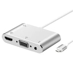 3-in-1 Lightning til HDMI, VGA, Audio Adapter - Sølv