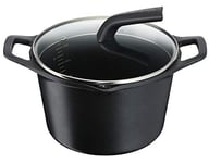 Tefal E21561 E2156114 Aroma Marmite 22 cm (6 L) Fonte d'aluminium Noire Tous Feux Dont Induction + Couvercle en Verre