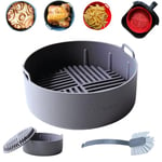 MiKapana Silicone Air fryer Liners Reusable for Air Fryer Basket Sturdy Strong Kitchen Gadgets Air Fryer Accessories Airfryer Liners Silicone Bowl For Air Fryer Oven BPA free (Grey - 7.5")