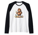 Cool cave dweller with flowers for ice age lovers Raglan Baseball Tee