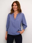 KAFFE Vera V-Neck Top, Blue Indigo