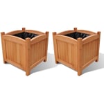 Ensemble de 2 Bacs à fleurs - Jardinières pour extérieur/intérieur jardin terrasse balcon - Bois 30x30x30 cm Chic-544899