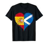 Half Spanish Half Scottish A Heart Flag for Spain Scotland T-Shirt