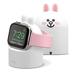 elago | LINE Friends W2 Charger Stand Compatible with All Apple Watch Series Ultra 2&1/10/9/8/SE2/7/6/SE/5/4/3/2/1 (49mm, 46mm, 45mm, 44mm, 42mm, 41mm, 40mm, 38mm), Nightstand Mode (CONY)