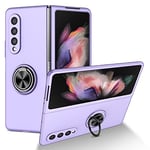 COQUE Étui pour Galaxy Z Fold 3 5G, de téléphone Tout Compris avec Support vidéo à Anneau, de téléphone Pliable pour Samsung Galaxy Z Fold 3 5G-Mauve