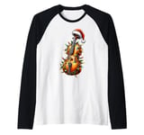 Cello Music Instrument Christmas Hat Xmas Raglan Baseball Tee