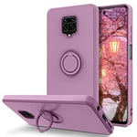 YINLAI Coque pour Xiaomi Redmi Note 9S/Note 9 Pro/Note 9 Pro Max Caoutchouc Liquide avec 360° Ring Stand Etui Xiaomi Redmi Note 9S Housse Silicone Antichoc Cover Xiaomi Note 9 Pro - Sakura Violet