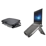 Kensington Adjustable Ergonomic Foot Rest - Black (K52789WW) & Easy Riser Portable Ergonomic Laptop Cooling Stand (12"-17") for Windows & Mac Devices Such as Dell, Toshiba, HP, Samsung- Grey (60112)