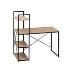 Bureau avec étagères en mdf chêne et métal noir - Longueur 113 x Hauteur 60 x Profondeur 120 cm