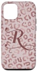 Coque pour iPhone 12/12 Pro Letter R Initial Leopard Rose Pink Cheetah Monogram