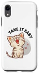 iPhone XR Take it easy with cute cat and cat paws design Case