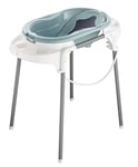 Rotho Babydesign TOP Station de Bain, Avec Baignoire pour Bébé, Support de Baignoire, Dossier de Baignoire et Tuyau de Vidange, 0-12 Mois, Lagoon, 21042 0292 01