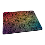 tapis de souris souple Mandala rosace tibetain bouddhisme accessoire antiderapant PC portable arc en ciel femme support