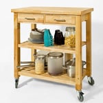 Sobuy - Chariot de Cuisine en bois d'hévéa Kitchen Trolley Desserte roulante avec deux étagères FKW24-N ®