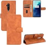 Compatible Avec Coque One Plus 7t Pro, Portefeuille Etui Cuir Magnétique Housse Avec Fentes De Cartes, Antichoc Support+Protecteur D'écran En Verre Trempé*2-Brun