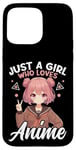 Coque pour iPhone 15 Pro Max Just a Girl Who Loves Anime Merch Afro-Américain Afro