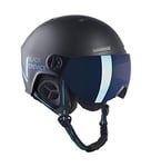 Black Crevice Casque de Ski Sölden avec visière Unisexe-Adulte, Noir/Mat Bleu, S (51-54 cm)