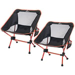 Sportneer Chaise de Camping Conception élargie Chaise Compactes de Plage Chaise Pliable pour l'Extérieur pour Les Voyages avec Un Sac à Dos Randonnée Pelouse Pique-Nique, Orange, 2