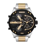 Diesel Watch for Men Mr. Daddy 2.0, Chronograph Movement, 57 mm Tri-Tone Stainless Steel Case with a Stainless Steel Strap, DZ7459