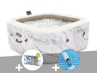 Kit spa gonflable Intex PureSpa Calacatta carré Bulles 4 places + 6 filtres + Aspirateur