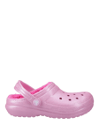 Crocs Kids' Classic Glitter Lined Clogs, Pink Tweed