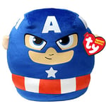 Ty - Marvel Squish a boos - Coussin Captain America 20 cm - TY39257 - Bleu, Rouge - Dès 3 Ans