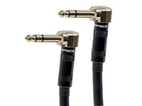 Monoprice 6.35mm (TRS) Right Angle to Right Angle Cable Cord - 0.46M (1.5ft) - Black, 16AWG, M/M, Gold Plated Connector - Premier Series