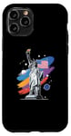 Coque pour iPhone 11 Pro Statue de la Liberté USA tenant une torche flamboyante avec des plantes