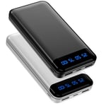 Enerwow Power Bank, 2-Pack 16000mAh Portable Charger 3A Fast Charging, Slimest Battery Pack Phone Charger with LED Display, PowerBank with 2 USB Outputs Compatible for iPhone, Samsung and More