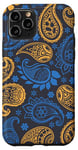 iPhone 11 Pro Blue Yellow Paisley Boho Bandana Floral Aesthetic Groovy Case