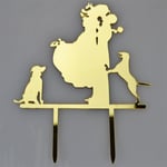 Mr & Mrs Dogs Gold Acrylic Wedding Day Cake Topper Silhouette Vintage Bride