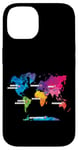 Coque pour iPhone 14 Carte Colorée Terre Pays Continent Géographie Carte Du Monde