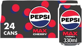 Pepsi Max Cherry Cola 330ml Soft Drink, Pack of 24 Cans