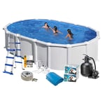 Poolpaket Swim & Fun White Steel Oval Baspaket 132 cm Djup