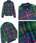 Polo Ralph Lauren Plaid Fleece Baseball Jacket Rhinestud Blouson Bomber XL