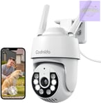 2K Security Camera Outdoor PTZ WiFi, 360° Motion Tracking, Alexa, 24/7 Recording