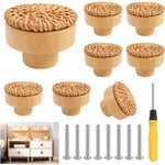 8 Pièces Bouton Cuisine de Placard En Rotin PoignéE de Meuble Cuisine Boutons de Porte Meuble Tiroir Placard, Tiroir Enbois Ronds Pour Cusine Chambre