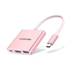 LENTION Hub USB C Adaptateur USB C vers HDMI 4K Hub USB C 3 en 1 avec Sortie HDMI, Port USB 3.0 et 100W PD Compatible 2023-2016 MacBook Air/Pro, iPhone 15 Plus Pro Max, iMac, ChromeBook (C14 Or Rose)