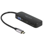 Delock USB-C Hub - VGA/HDMI/DisplayPort - 4K - 60Hz - Sort