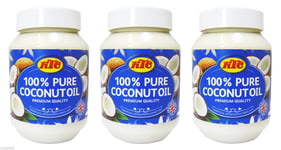 3 x KTC 100% Pure Coconut Oil - Edible, Cooking, Hair & Skin Moisturiser - 500ml