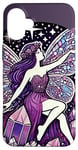 Coque pour iPhone 16 Plus Illustration de fée en cristal violet améthyste