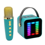 Mini Karaoke Machine Set RGB Pickup Light Digital Processing Chip Handheld Kannettava Bluetooth Kaiutin Vihreällä mikrofonilla