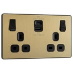 BG Evolve Satin Brass PCDSB22UAC45B USB Double Socket 45W Type A & C USB